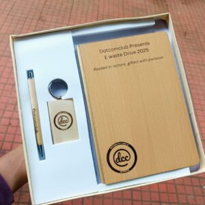 Wooden Diary, Pen & Keychain Set