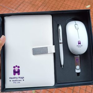 4-in-1 Executive Tech & Stationery Set [A5 Executive Diary, Precision Wireless Mouse, High-Speed Pendrive and Pen]