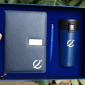 3-Piece Blue Executive Set [Diary, Pen and Tumbler]